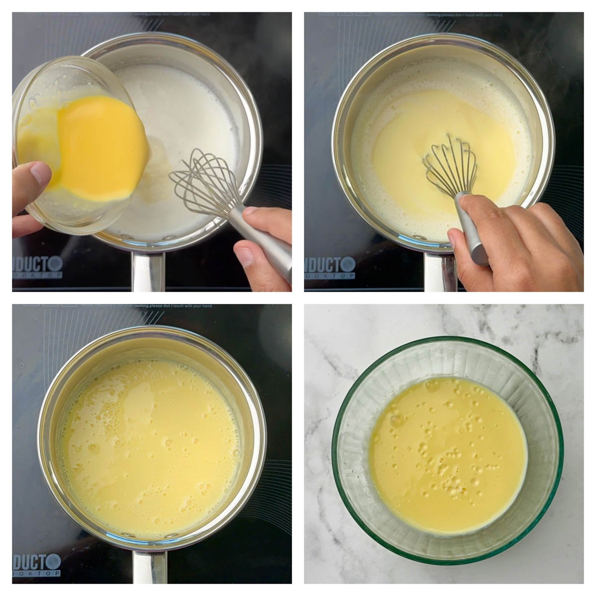 step to add custard powder mixture and cook collage