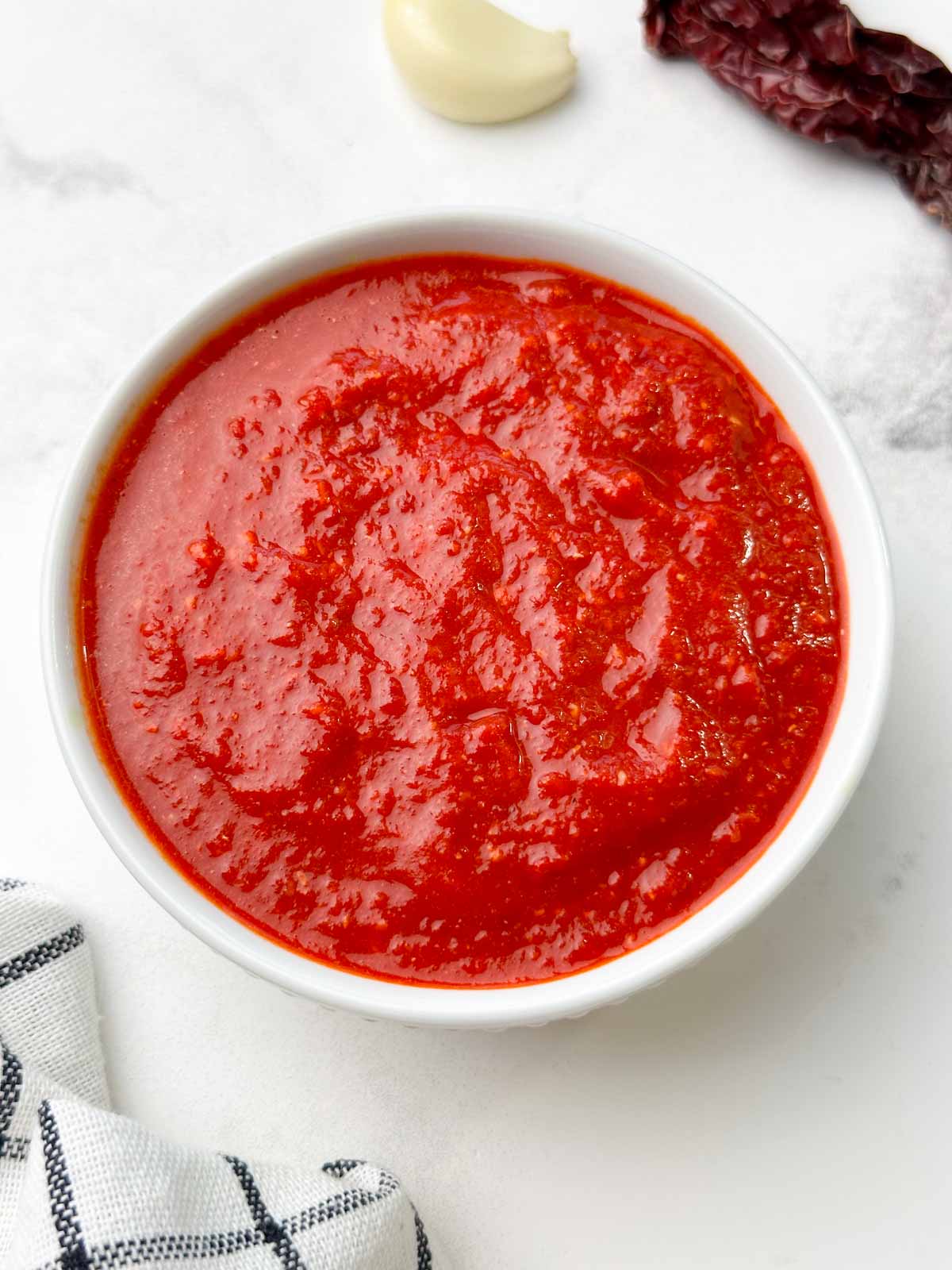 red chili garlic chutney for chaats served in a bowl