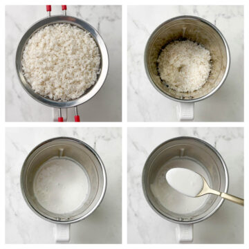 step to blend the rice in a blender collage