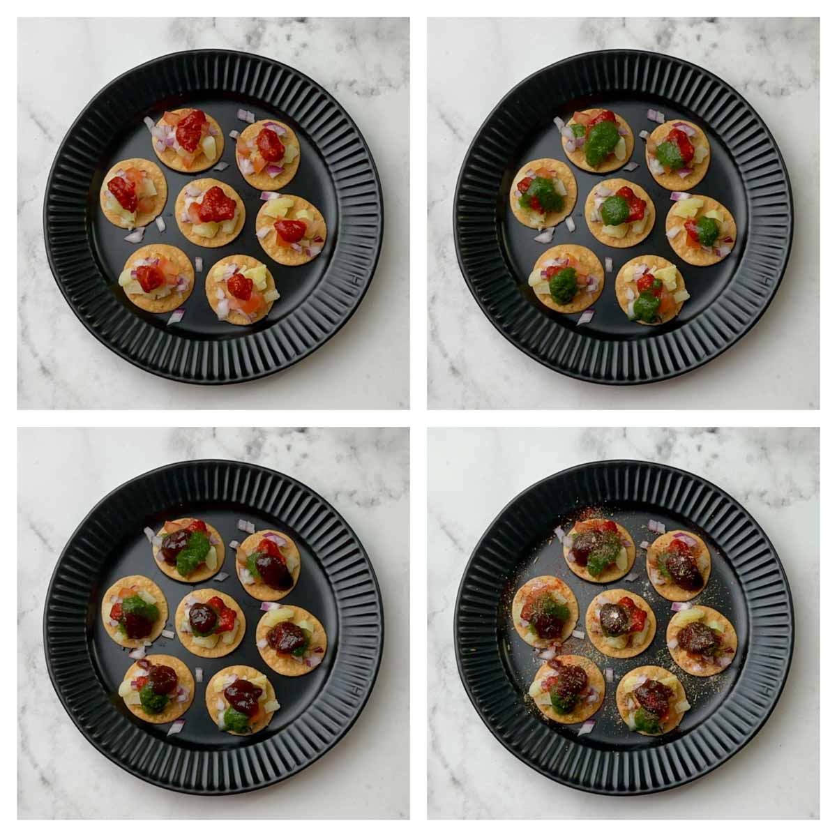 step to add chutneys and spices collage