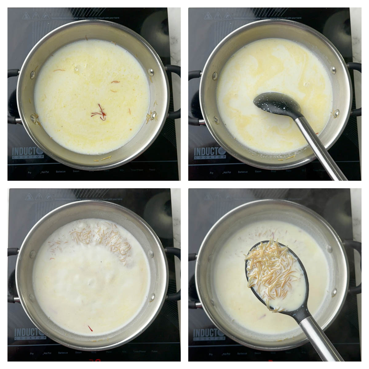 step to cook the vermicelli with milk collage