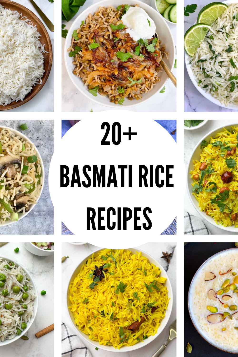 basmati rice recipes collage for pinterest