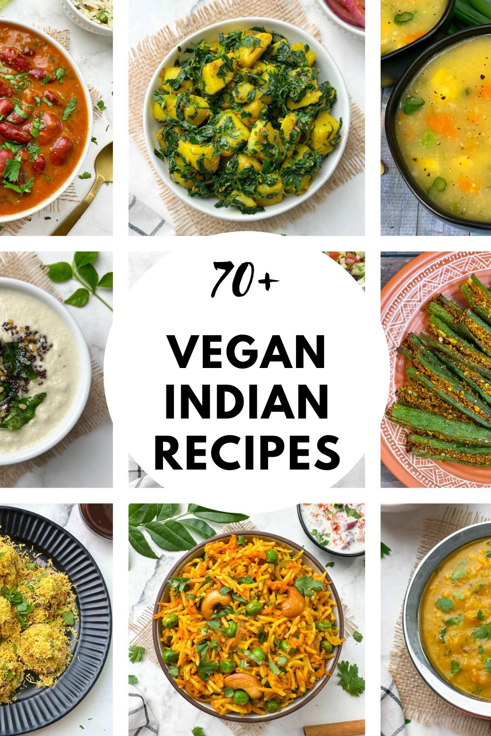 vegan indian recipes collage for pinterest