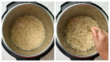 perfectly cooked brown basmati rice in the instant pot collage