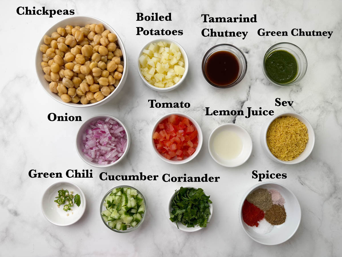 Chana (chickpea) Chaat recipe Ingredients