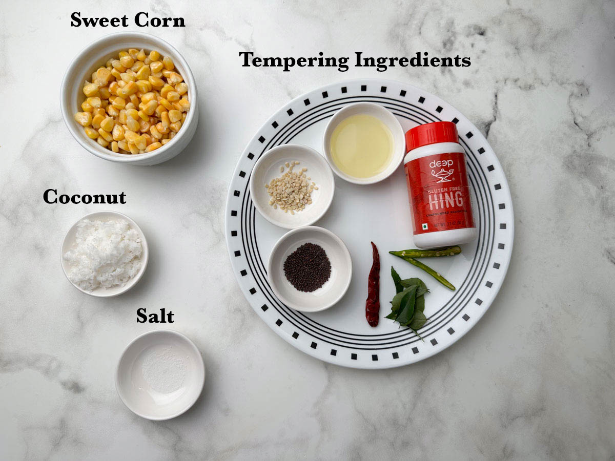 Sweet Corn Sundal Ingredients