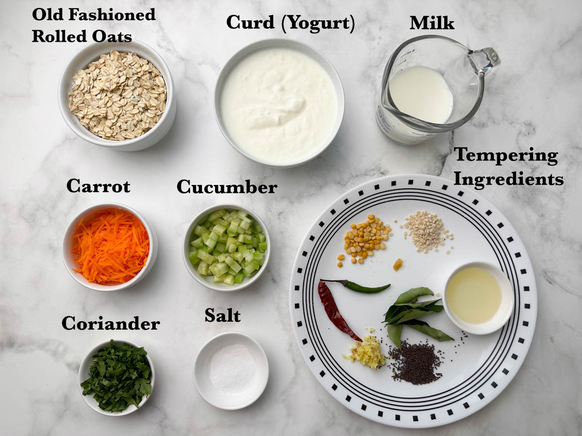 Curd Oats Recipe (Oatmeal Yogurt) Ingredients