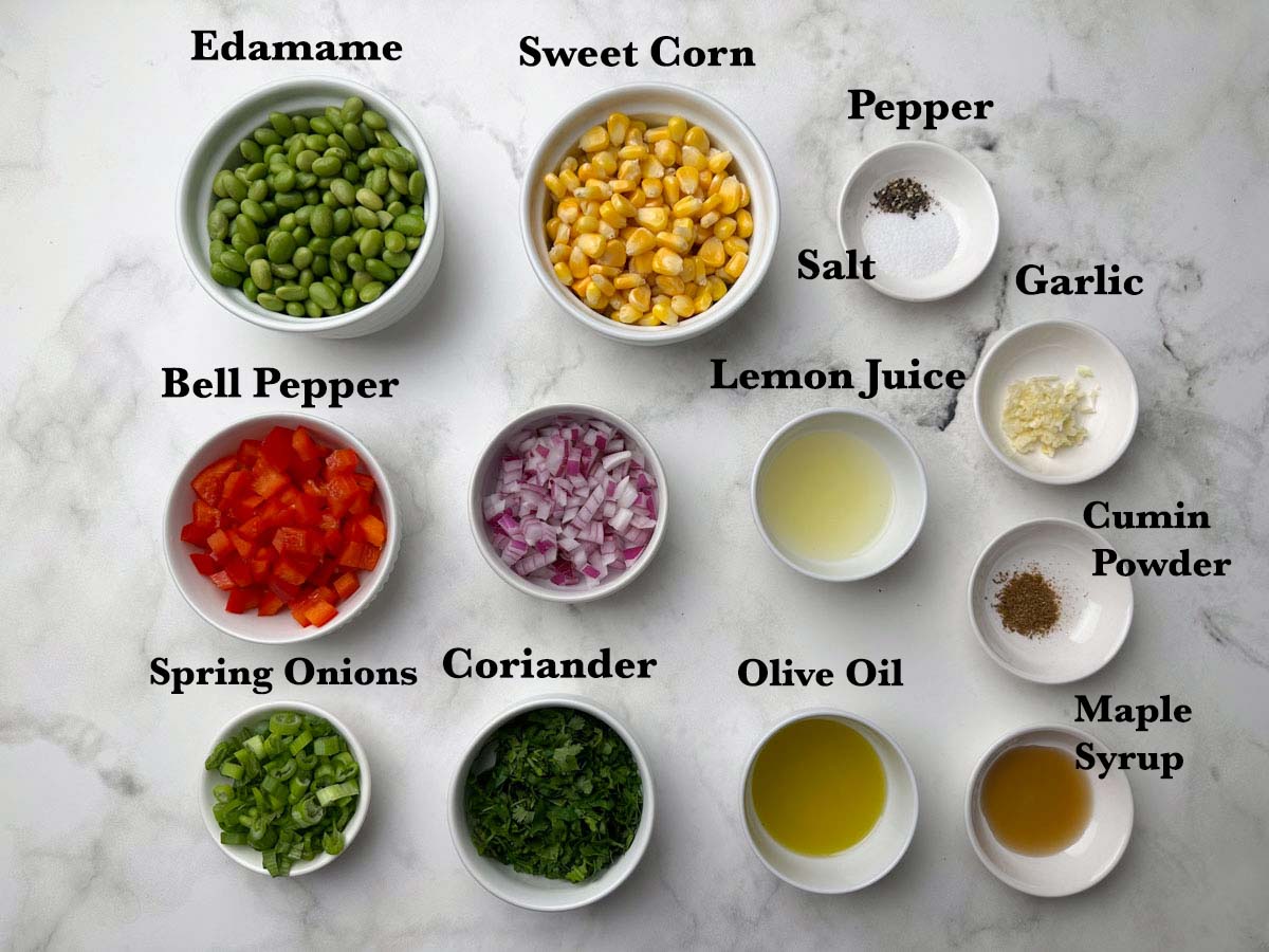 Ingredients for Edamame Corn Salad