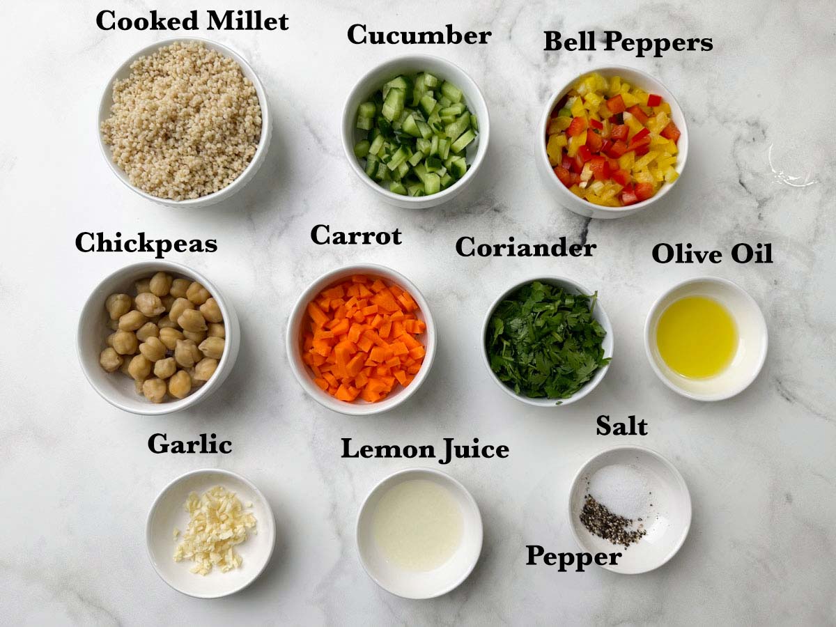 Foxtail Millet Salad Ingredients