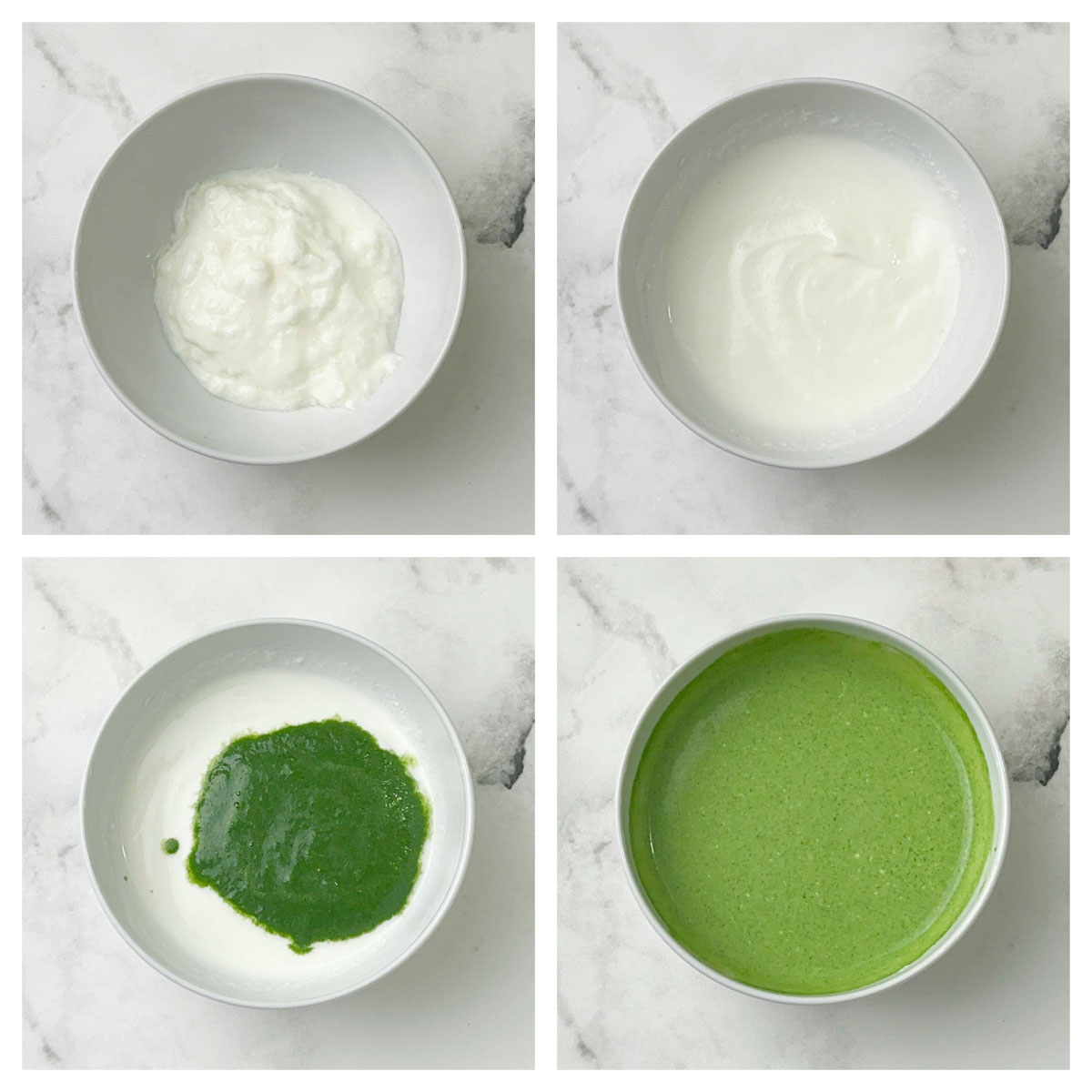 step to add green chutney to the yogurt collage