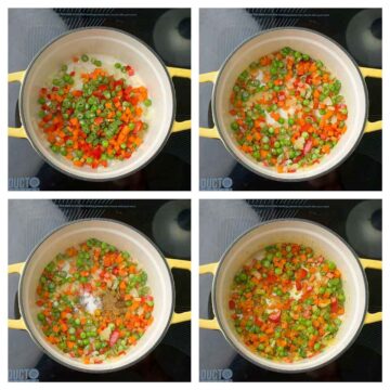 step to saute the veggies collage