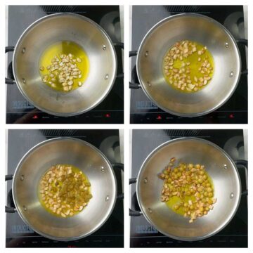 step to roast the dry fruits and nuts collage