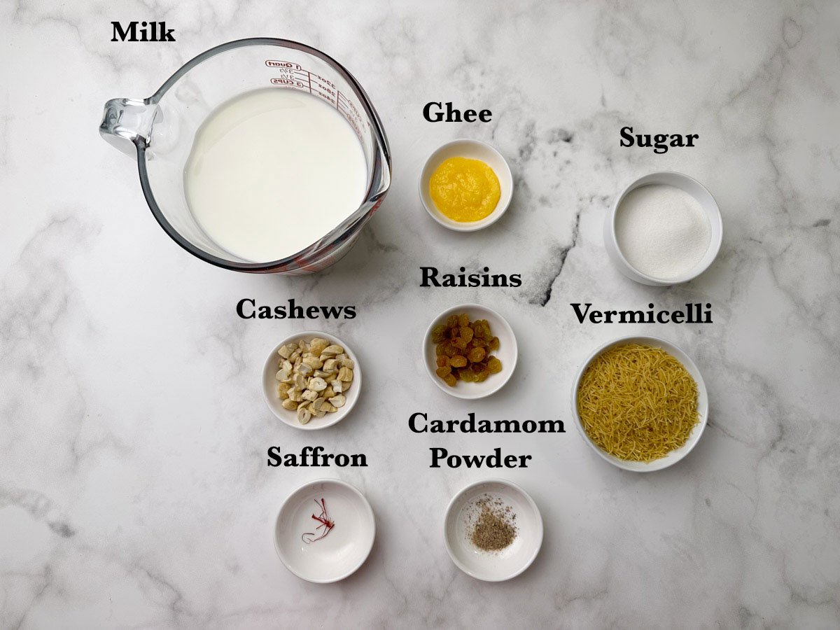 Vermicelli Kheer Ingredients