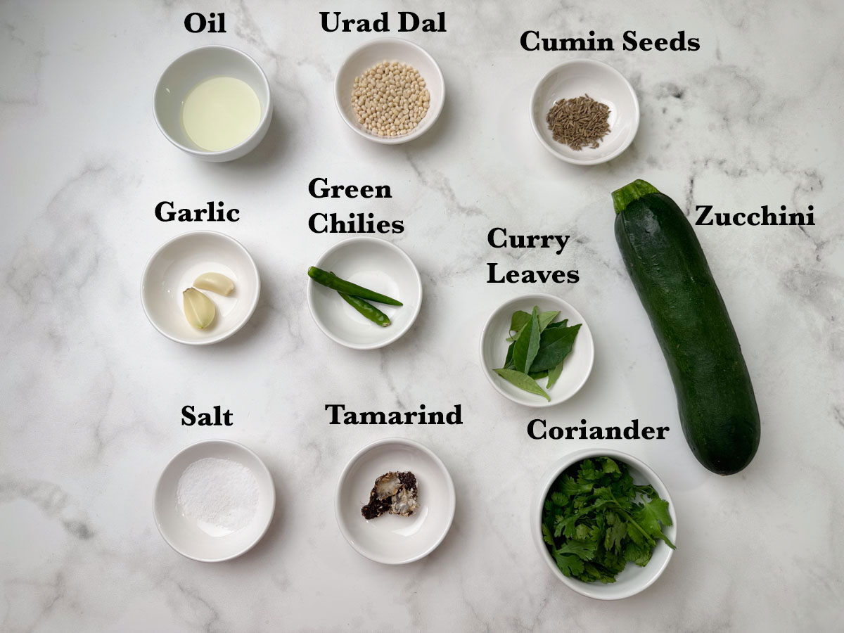 Ingredients for zucchini chutney