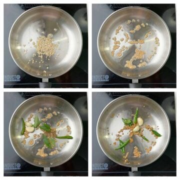 step to saute dal and green chilies collage