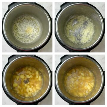 step to saute onions, garlic and add potato collage