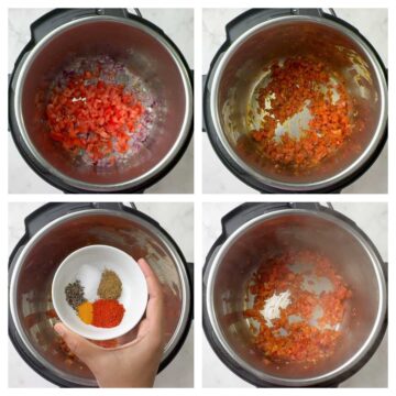 step to cook tomatoes with spices collage