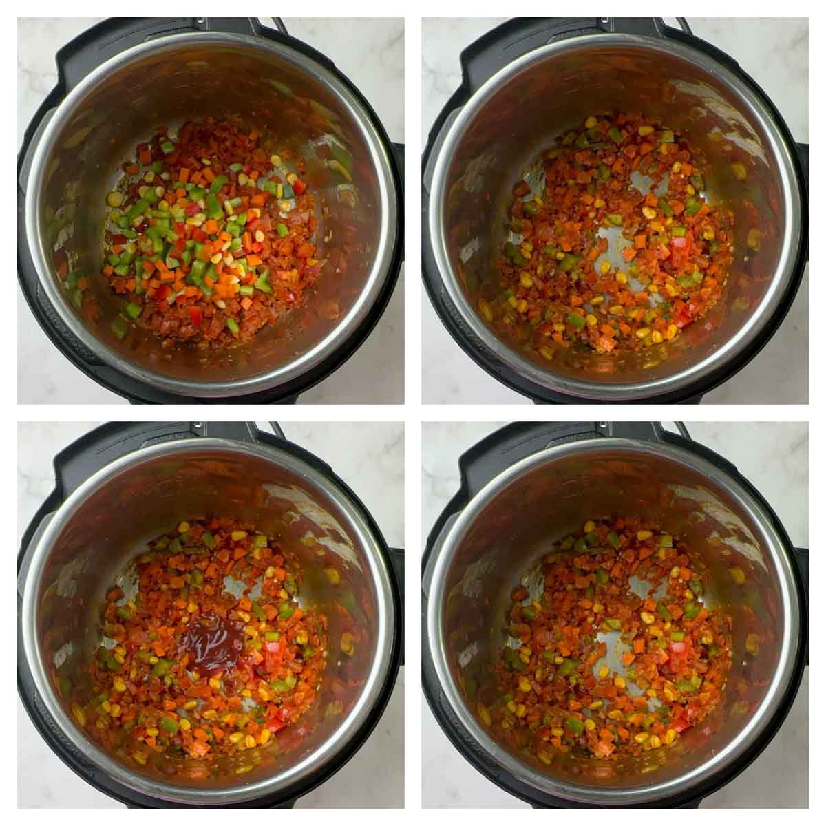 step to cook veggies collage