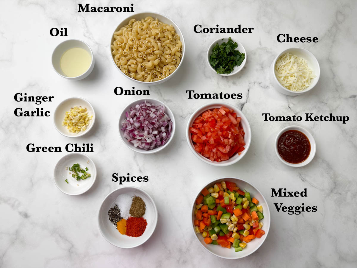 Masala macaroni pasta ingredients