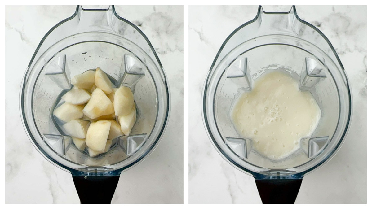 step to add all the ingredients to the blender and blend to a smooth consistency collage