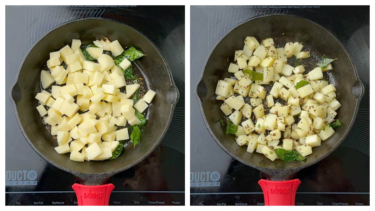 step to cook potatoes collage