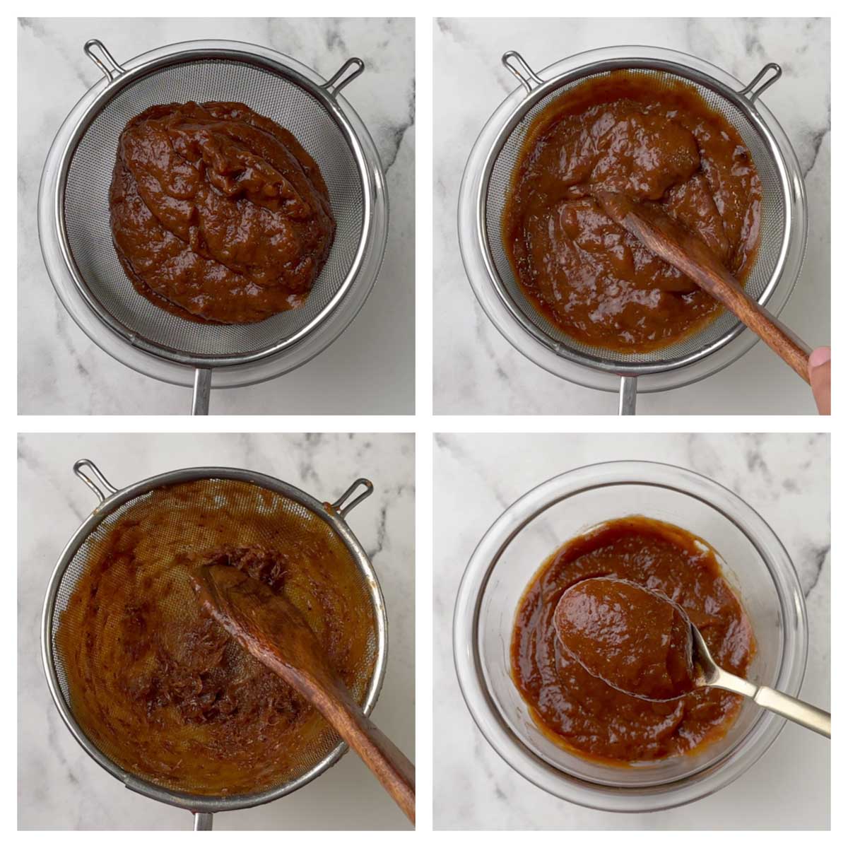 step to strain the chutney collage