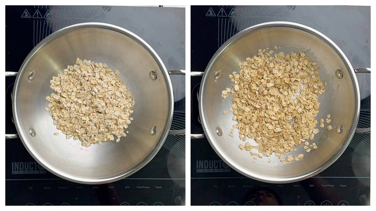 step to roast the rolled oats collage