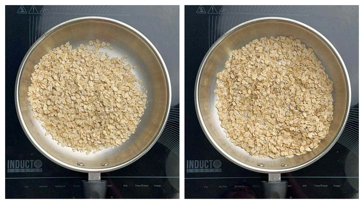 step to roast the rolled oats collage