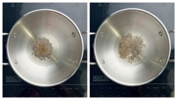 step to temper the spices in a kadai collage