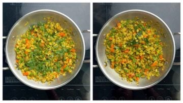 step to add lemon juice and coriander to rolled oats upma collage