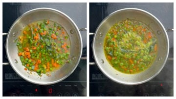 step to add water and boil for vegetable oats upma recipe collage