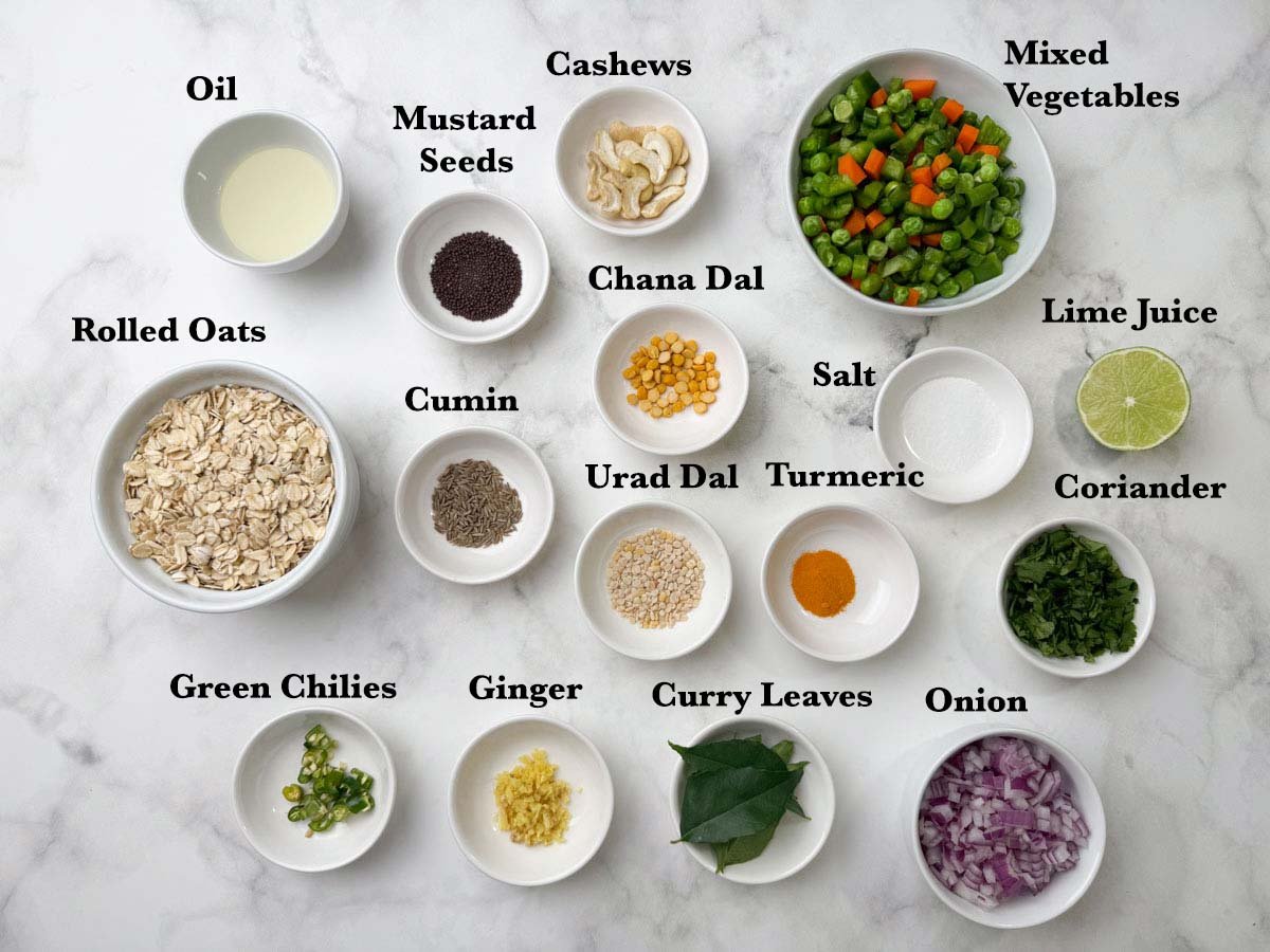 Vegetable Oats Upma Ingredients