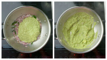 step to saute the green masala paste collage