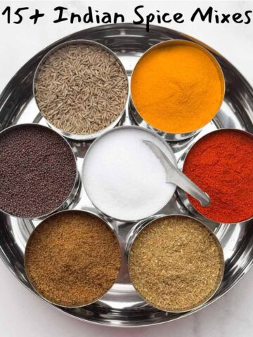 indian spices in a steel spice box