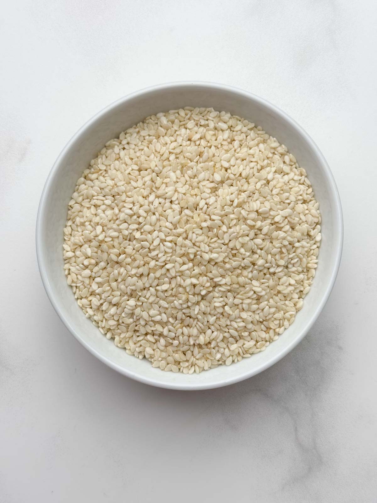 white sesame seeds in a bowl
