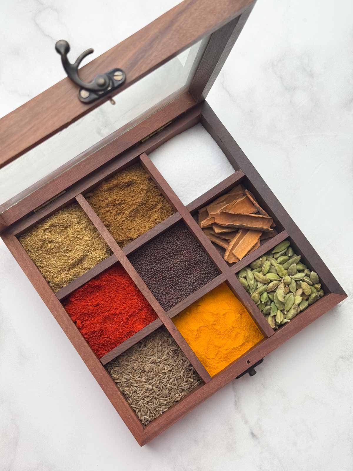 indian spice wooden box