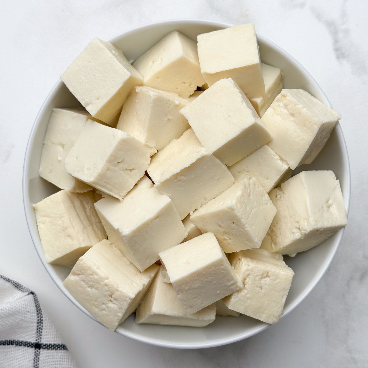 tofu cubes in a bowl