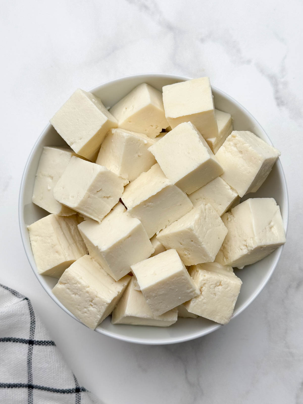 tofu cubes in a bowl