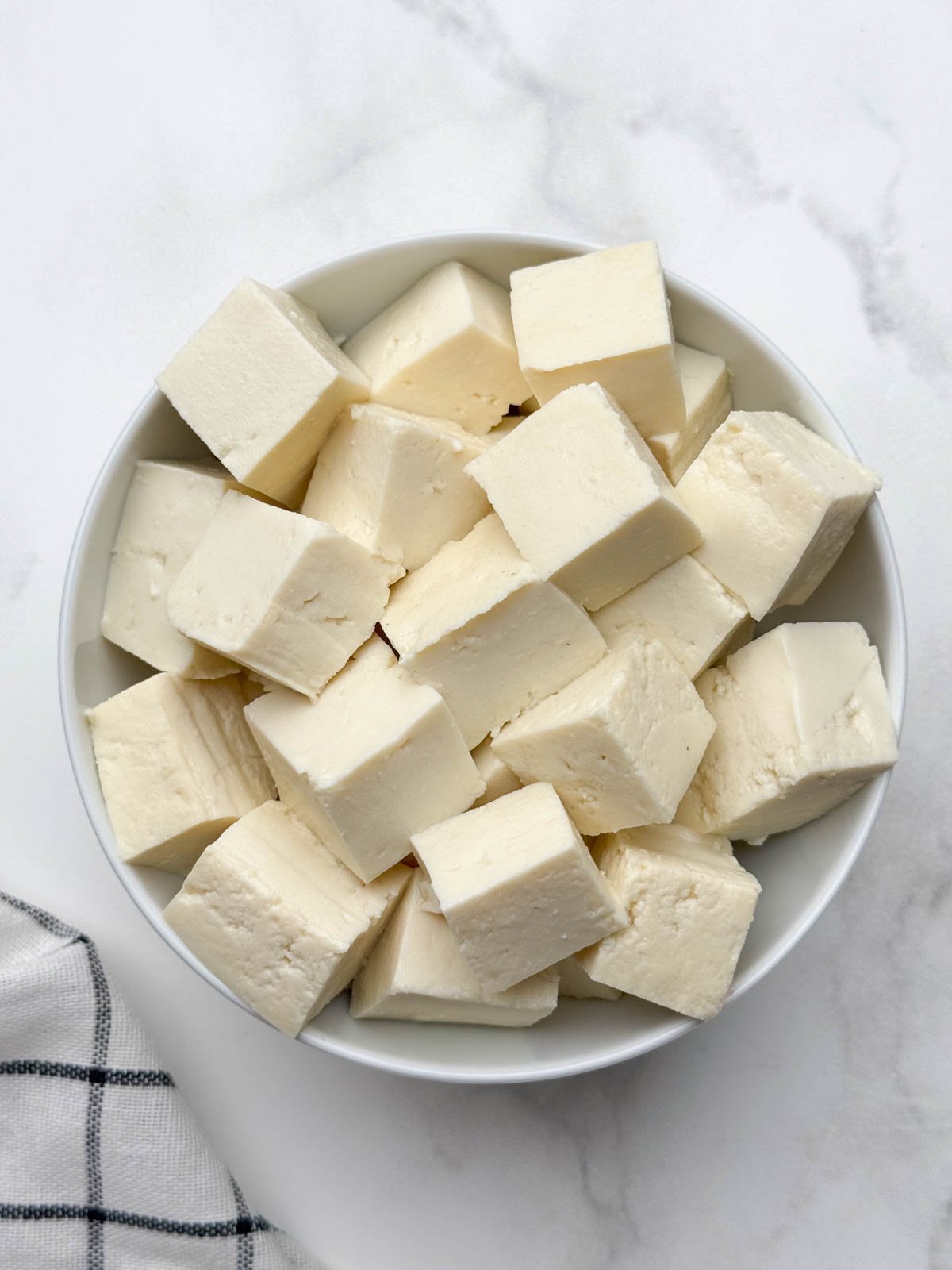 tofu cubes in a bowl