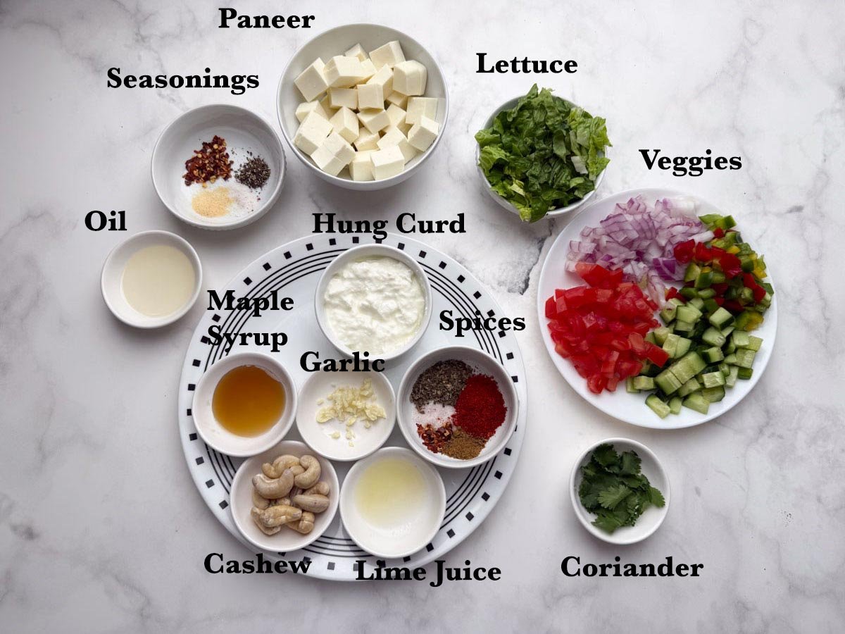 Paneer salad ingredients