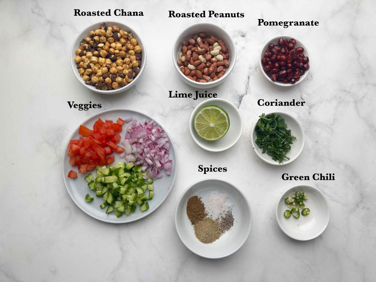 Roasted chana salad ingredients