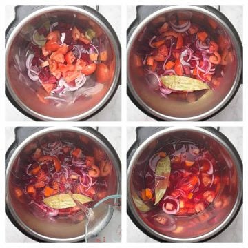 Step to saute beetroot carrot and tomato and add water to pressure cook collage