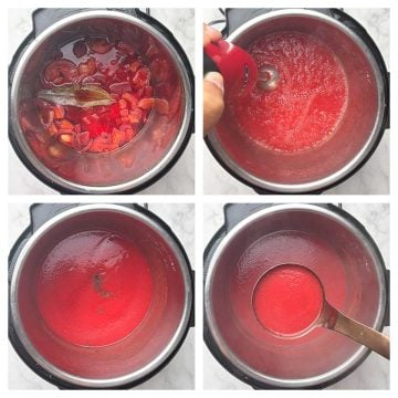 Step to blend the cooked vegetable mixture to a smooth puree and add seasonings and butter collage