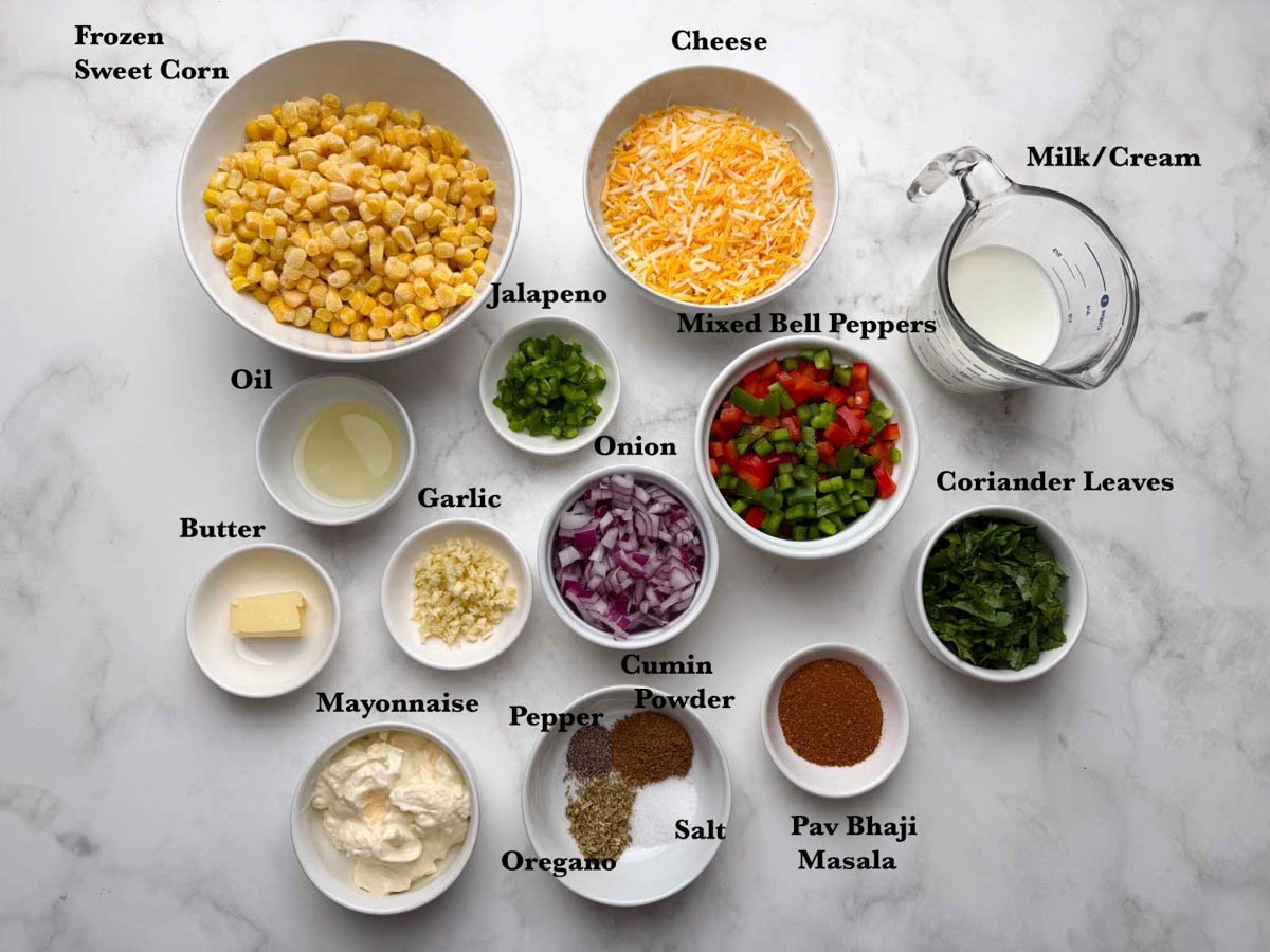 Masala corn dip ingredients