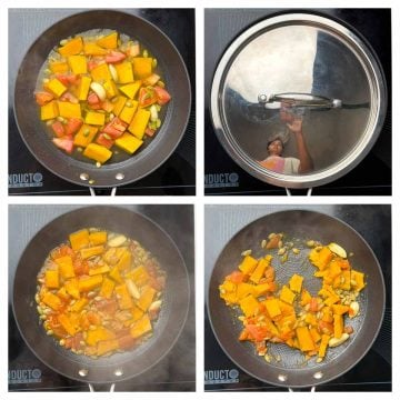 Step to add water and cook covered the veggies till they turn mushy collage