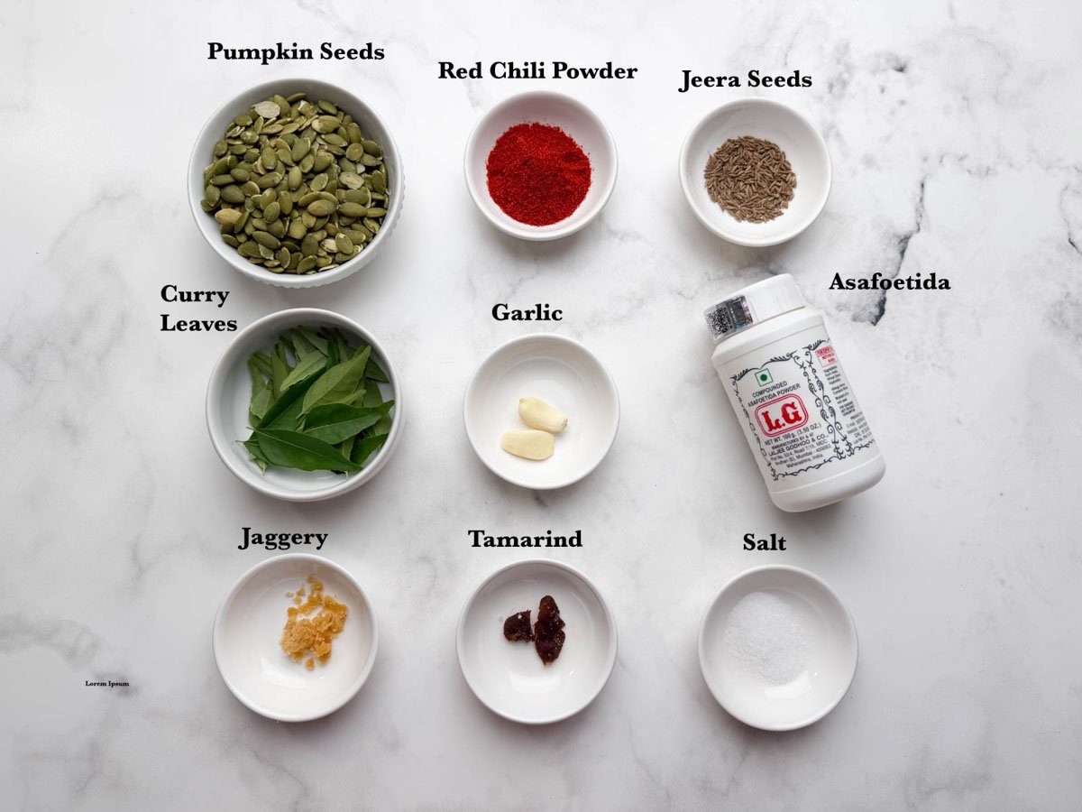 Pumpkin seeds chutney powder ingredients