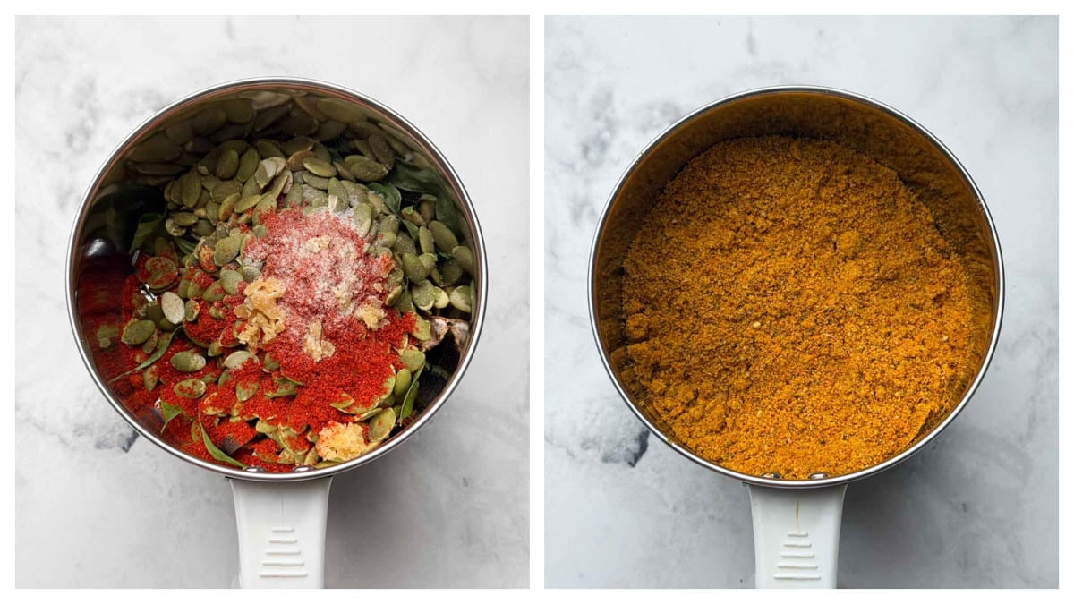 Step to make smooth chutney powder in the blender collage