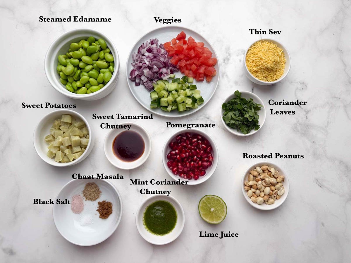 Edamame chaat ingredients