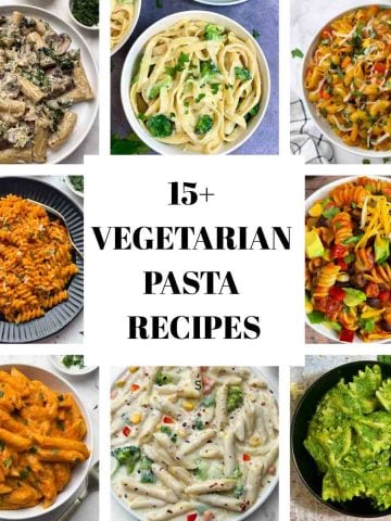 15+ vegetarian pasta recipes collage featured