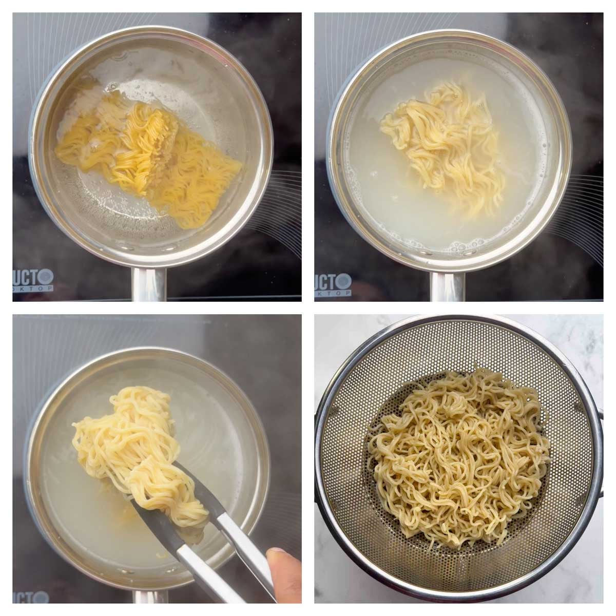 Step to cook the noodles to al dente collage